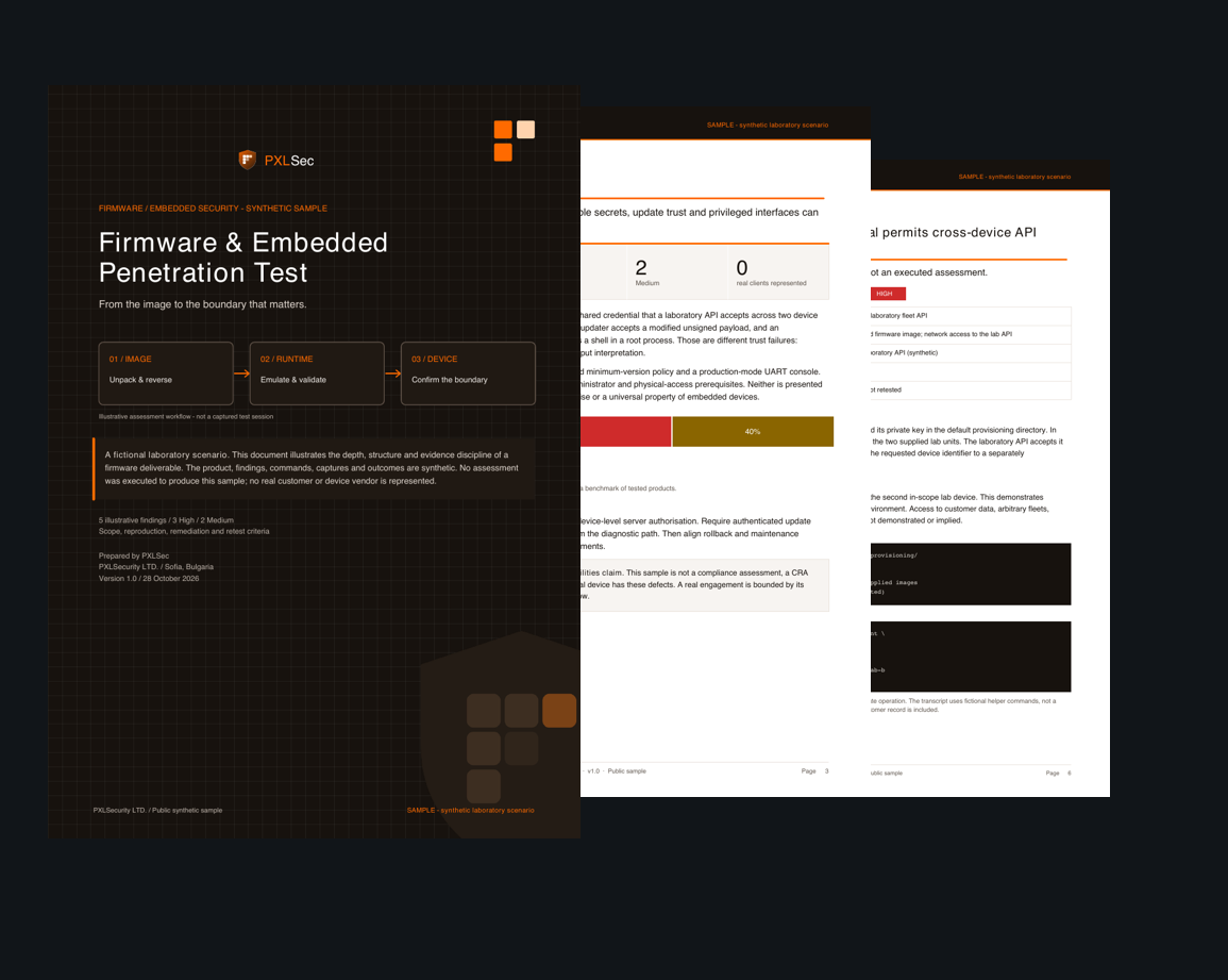 Cover, executive summary and finding from the English firmware sample